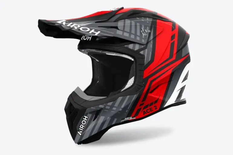 Motorradhelm AVIATOR ACE 2 PROUD, Modell in Rot, Schwarz und Grau mit sportlichem Look