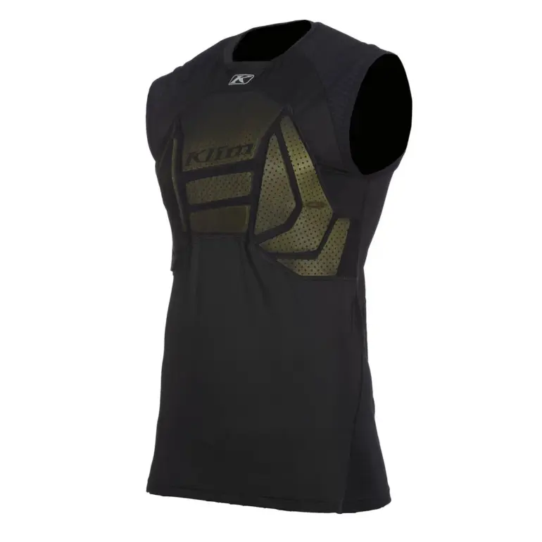 KLIM Tactical Vest in Schwarz mit perforierten XRD-Protektoren für Brust und Rücken.