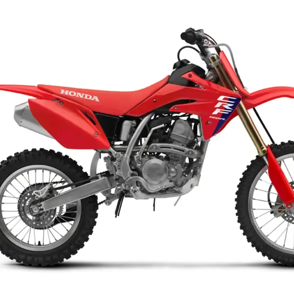 Honda CRF150R Motocross-Motorrad, komplette Seitenansicht, 2025 Modell