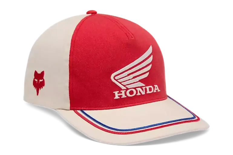Honda Snapback Cap für Frauen in Rot und Off-White mit 3D-Stickerei und gebogenem Schirm
