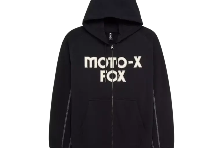 Schwarze Moto‑X Oversized Kapuzenjacke mit großem Logo-Print auf der Brust