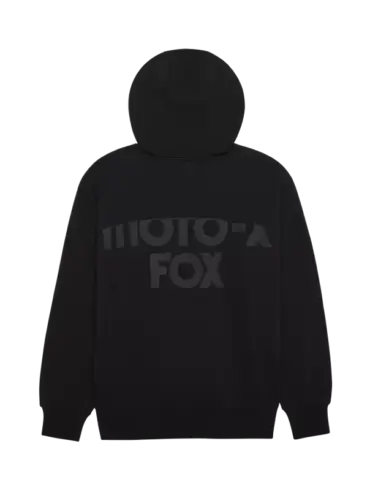 Schwarzer Oversized Kapuzenpullover Moto-X von Fox mit markantem Logo auf dem Rücken.