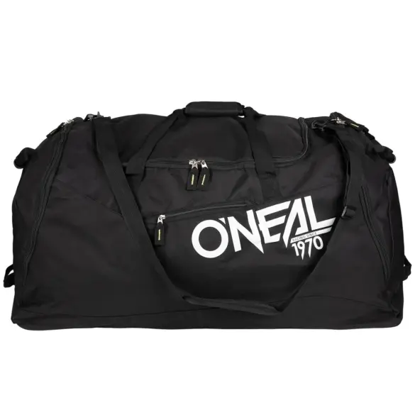 O'Neal TX-8000 Ausrüstungstasche in Schwarz, frontal mit sichtbarem Logo und Reißverschlüssen