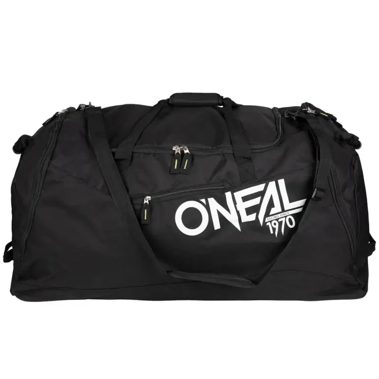 O'Neal TX-8000 Ausrüstungstasche in Schwarz, frontal mit sichtbarem Logo und Reißverschlüssen