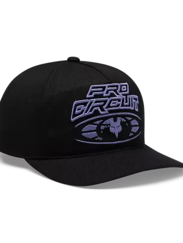 Schwarze Pro Circuit Snapback Cap mit gebogenem Schirm und markanter 3D-Stickerei auf der Vorderseite
