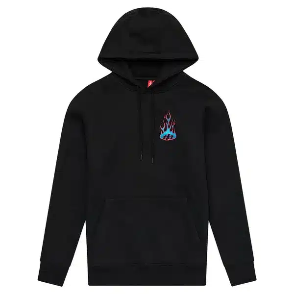Pullover Hoodie Torched Black in Schwarz mit Flammen-Logo auf der Brust.