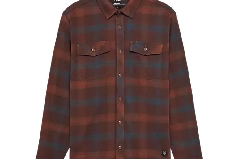 Dunkelbraunes Survivalist Core Flannel Langarmhemd mit Knopfleiste und Brusttaschen