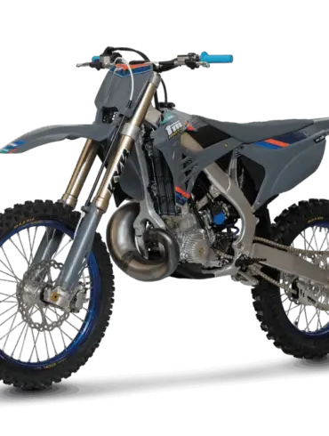 TM MX 300 ES FI 2T Motocross-Motorrad mit Alurahmen und Einspritzung, Seitenansicht