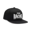 Schwarze Fox Racing Snapback-Cap mit gesticktem weißen Schriftzug auf der Vorderseite