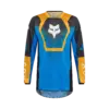 FOX 180 Collect Jersey in Blau-Gelb mit charakteristischem Fuchs-Logo und verlängertem Rückenteil.