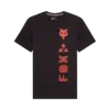 Fox Glyph Tech Tee in Schwarz mit vertikaler roter Fox-Grafik auf der Vorderseite