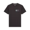 Schwarzes Fox Vision Tech Tee mit kleinem Logo und Text auf der Brust, dargestellt vor neutralem Hintergrund.