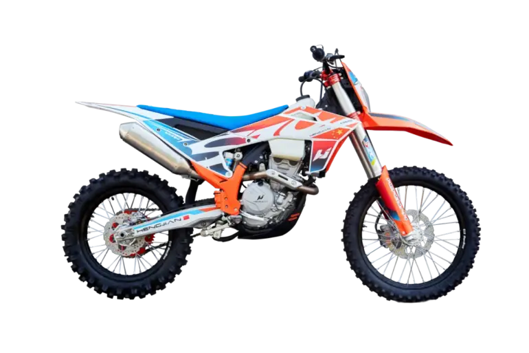 Hengjian S8 NX250 Motocross-Motorrad in sportlicher Lackierung, Seitenansicht