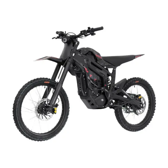 Elektro-Offroadbike Talaria Sting MX5 Pro mit 72V-Antrieb, grobstolligen Reifen und stabilem Aluminiumrahmen.