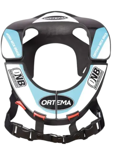 ONB Neck Brace 3.0 in Schwarz mit blauen Details – Nackenstütze für Motocross und Offroad