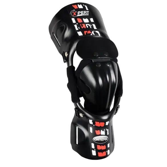 X-PERT Knieorthese aus Kunststoff mit polyzentrischem Titan-Gelenk und Patellaprotektor für Motocross und Enduro