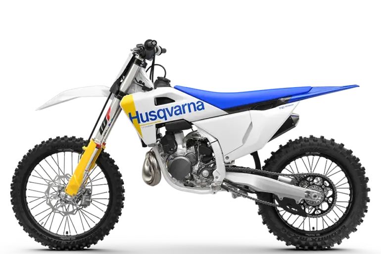 Husqvarna TC 250 Motocross-Motorrad in Seitenansicht