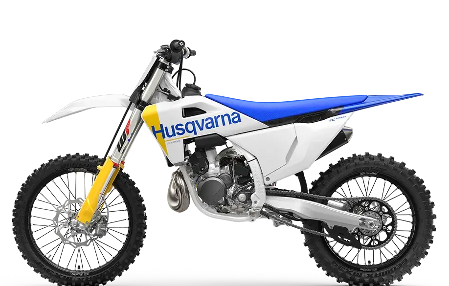 Husqvarna TC 250 Motocross-Motorrad in Seitenansicht