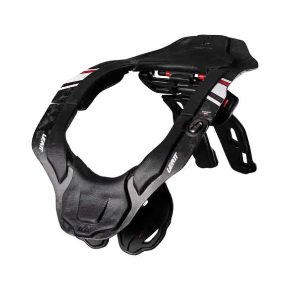 Leatt Neck Brace 6.5 in Schwarz aus Carbon mit weißen und roten Akzenten, Schutz für die Halswirbelsäule