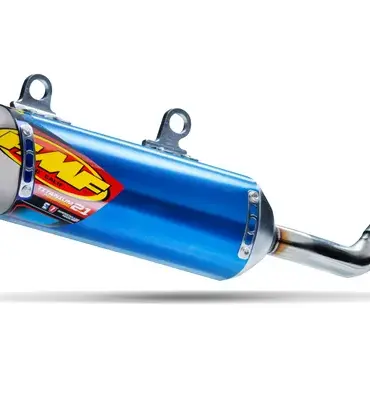 FMF Titanium 2.1 SHORTY Silencer in blau, leichter Schalldämpfer für Zweitakt-Motocross-Bikes