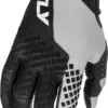 Kinetic Gloves Motocross-Handschuh mit Silikon-Fingergrippern und Split-Knöcheln in der Farbkombination Schwarz-Grau.