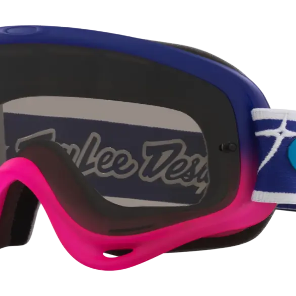 Oakley O-Frame MX Troy Lee Designs Goggle mit blau-pinkem Rahmen und gebrandetem Band