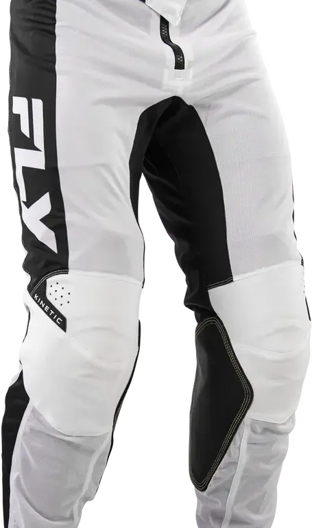 FLY Racing Kinetic Mesh Pants in Weiß und Schwarz mit Mesh-Einsätzen und BOA Verstell-System