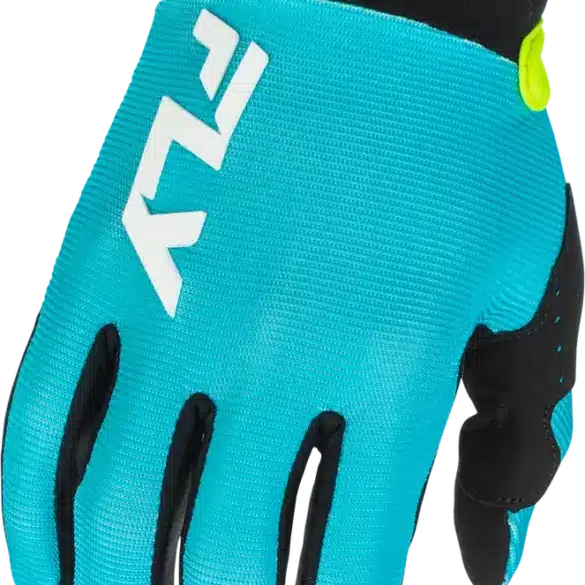 Detailansicht des F-16 Gloves in Aqua/Black/White mit Neoprenabschluss und flexiblem Material