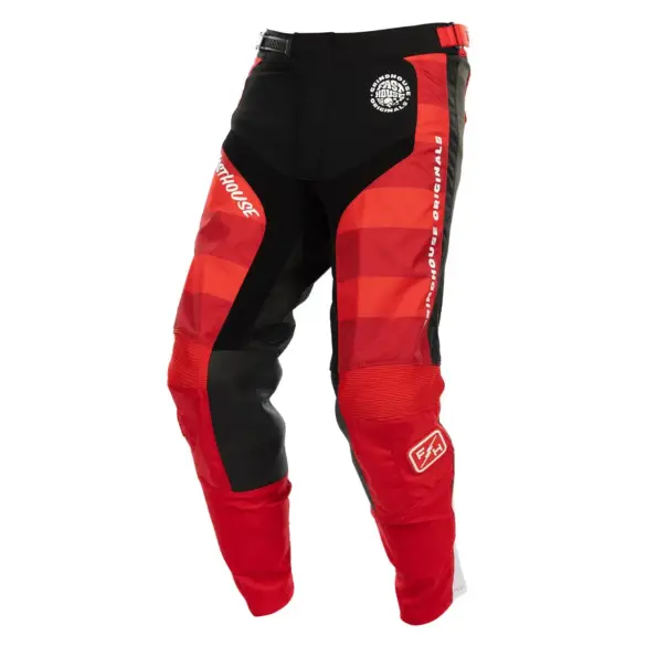 Grindhouse Atomic Pant in Racing Red/Black mit verstärkten Nähten und Leder an den Innenknien