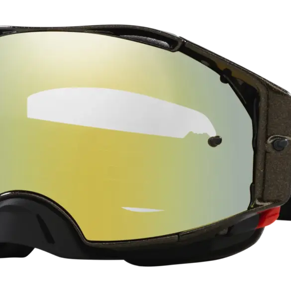 Oakley Airbrake MX Motocross-Brille mit goldverspiegeltem 24K Iridium Glas und schwarzem Band.
