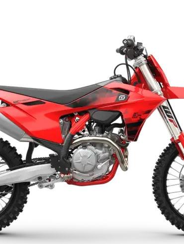 GASGAS MC 450F Motocross-Motorrad in Rot, Seitenansicht, Modelljahr 2024