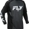 Schwarzes F-16 Jersey von FLY Racing mit weißen Logos und technischen Details