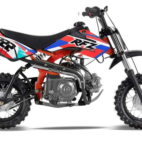RFZ Dirt Bike 70cc Kinder Offroad-Motorrad mit Viertaktmotor und Automatikgetriebe, seitliche Ansicht