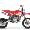 Seitenansicht der RFZ Mini Jaguar 125CC, ein rotes Offroad-Pitbike für junge Fahrer mit 125 cm³ Viertaktmotor.