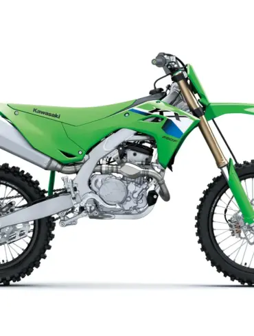 Kawasaki KX250F 2027 Motocross-Motorrad in Lime Green, Seitenprofil