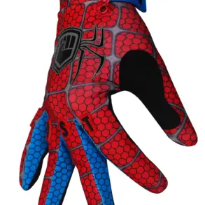 FIST WEBS Motocross-Handschuh im rot-blauen Spinnennetz-Design mit individuell verstellbarem Verschluss