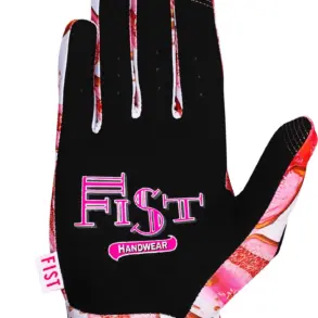 FIST Handwear BISCUITS Motocross- und MTB-Handschuh mit schwarzer Handfläche und buntem Design