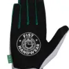 FIST Handwear ROASTED Handschuh in Schwarz mit weißen und grünen Details, Handfläche sichtbar