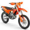 KTM 500 EXC-F 2027 – Enduro-Motorrad in Orange in Seitenansicht mit Motordetails, Kunststoffteilen und Geländebereifung.
