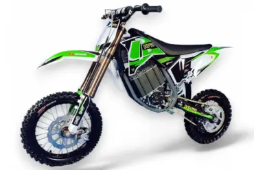Elektro-Motocross-Bike HVR 65PRO für Kinder und Jugendliche, Seitenansicht auf weißem Hintergrund