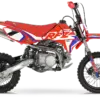 RFZ Gazelle 110 Kinder-Pitbike, Ansicht von der Seite, rotes Design mit Offroad-Bereifung
