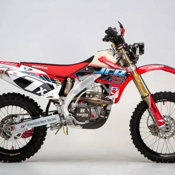 Honda CRF450X Baja 1000 Racer von JCR Speed Shop, aufgebaut für Baja-Rennen, Seitenansicht