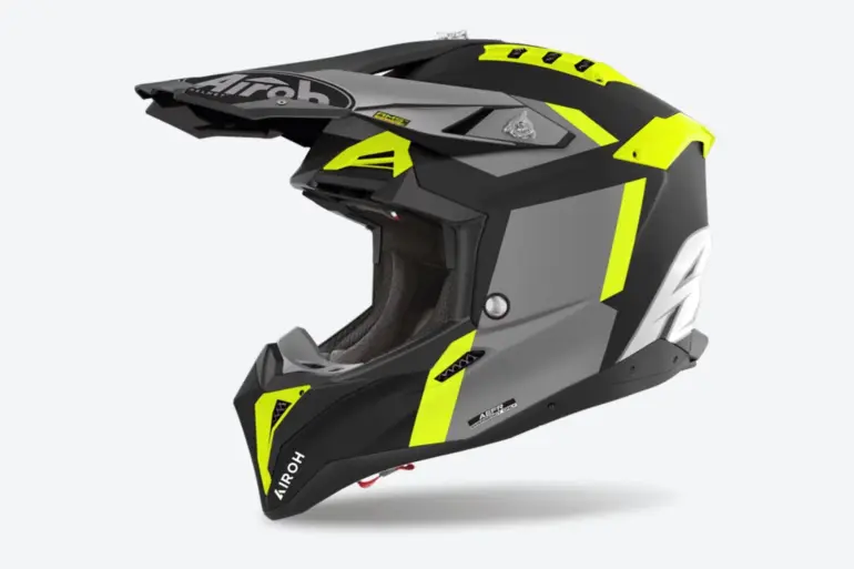 Airoh Aviator 3 Glory Offroad-Helm in Gelb matt, Seitenansicht