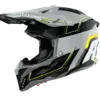 Airoh Aviator 3 Leader Motorradhelm, seitliche Ansicht, gelb-schwarzes Design mit Visier und Belüftung.