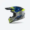 Airoh Aviator 3 Push Offroad-Helm in glänzendem Blau, Gelb und Grau seitlich abgebildet