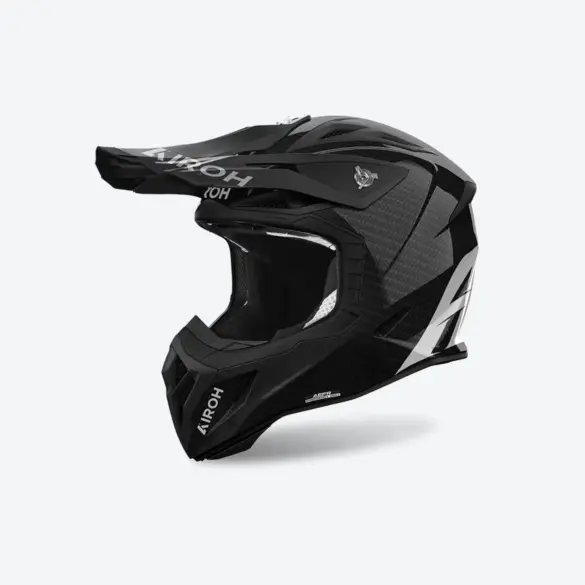 Schwarzer AVIATOR ACE 2 CARBON Motorradhelm mit glänzender Carbon-Optik von der Seite
