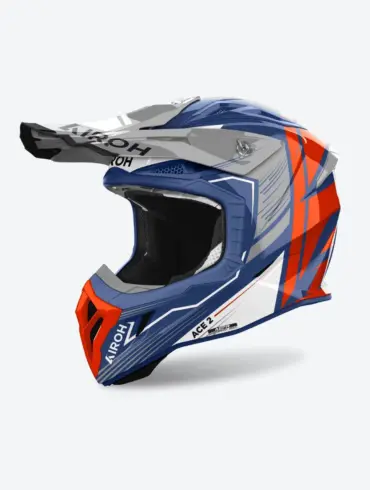 Airoh Aviator ACE 2 Engine Helm mit markantem Belüftungs- und Designschema seitlich dargestellt.