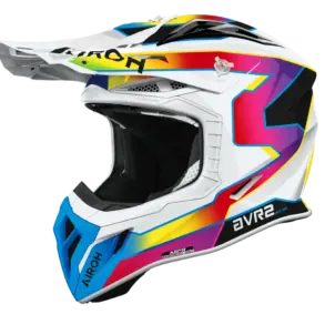 AVIATOR ACE 2 SUNRISE Motorradhelm mit bunter Grafik und robustem Visier seitlich abgebildet