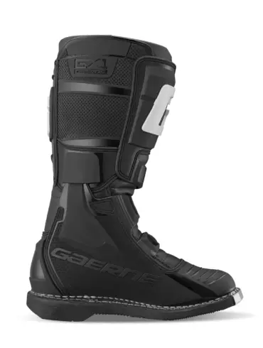Gaerne GX1 BLACK Offroad-Stiefel in Schwarz, Seitenansicht, technische Details sichtbar
