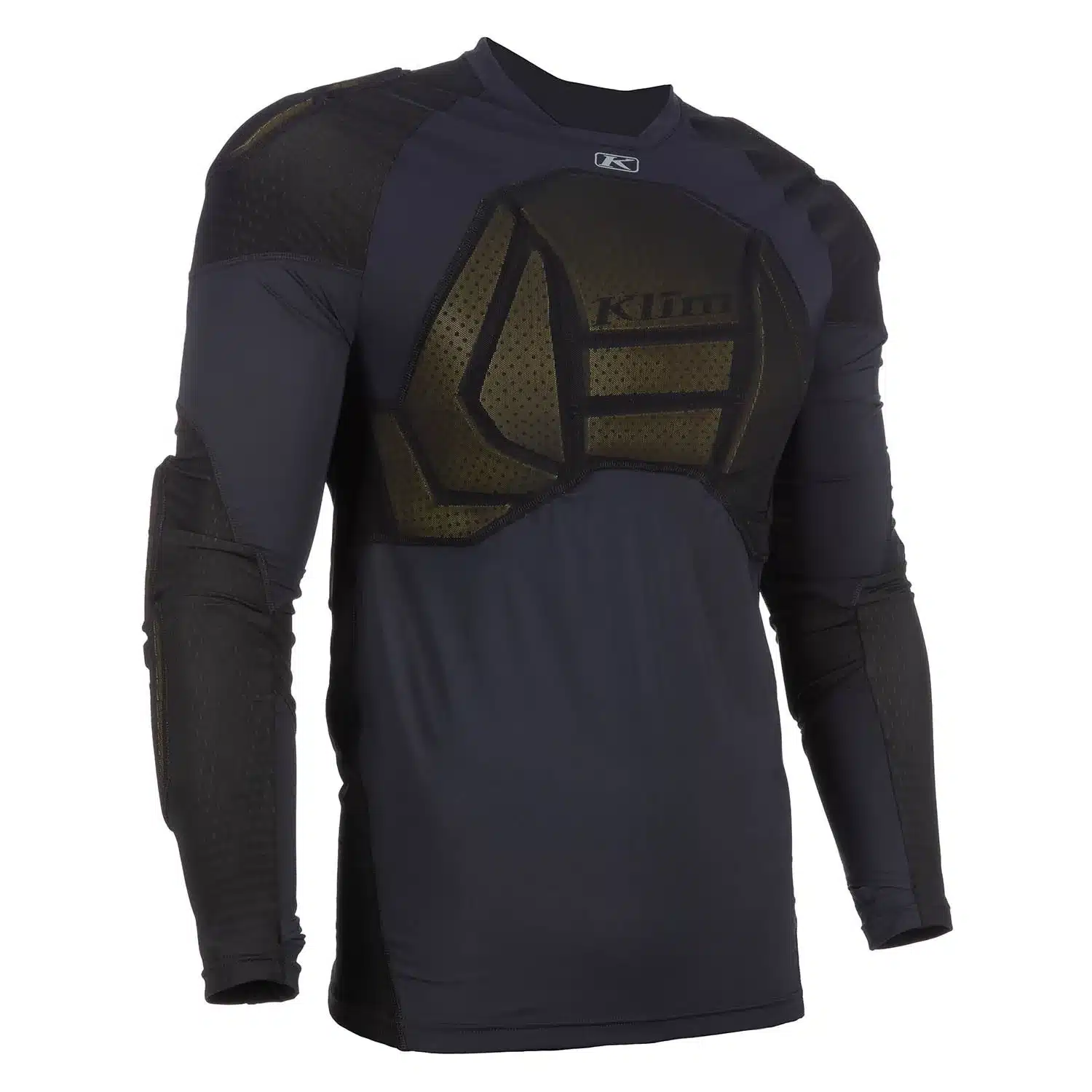 Schwarzes KLIM Tactical LS Shirt mit integrierten Protektoren an Brust, Rücken und Armen.